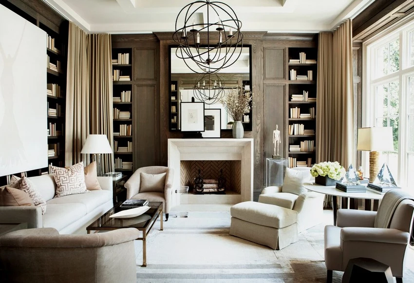 Accent wall with bold wallpaper pattern in a Chicago home